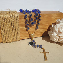 Load image into Gallery viewer, Apparitions Centennial Blue & Gold Murano Rosary