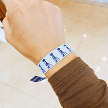Load image into Gallery viewer, Face of Our Lady of Fatima Cloth Bracelet (White & Blue)