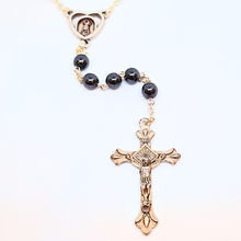 Load image into Gallery viewer, Genuine Hematite Stone Rosary with Heart Centerpiece