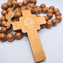 Load image into Gallery viewer, Saint Benedict Wood Wall Rosary