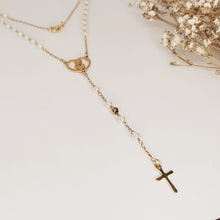 Load image into Gallery viewer, Pearl Golden Our Lady of Fatima Rosary