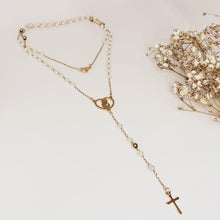 Load image into Gallery viewer, Pearl Golden Our Lady of Fatima Rosary