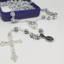 Load image into Gallery viewer, Premium Silver Medal of Fatima Rosary - Blue