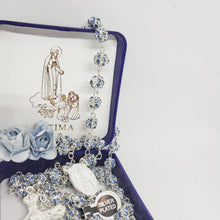Load image into Gallery viewer, Premium Silver Medal of Fatima Rosary - Blue