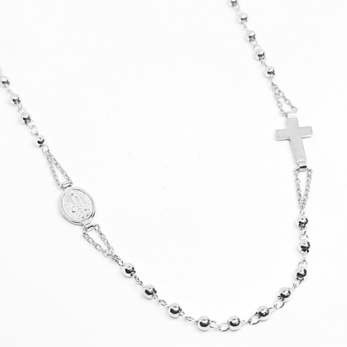 925 Silver Rosary Necklace with Fatima Medal