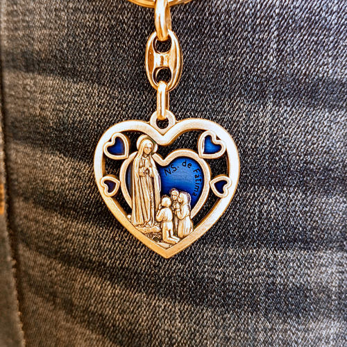 Apparitions Of Our Lady of Fatima Heart Keychain