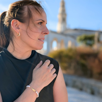 Freshwater Pearl Bracelet with Gold-Plated Sterling Silver Our Lady of Fatima Medal