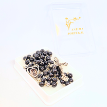Load image into Gallery viewer, Genuine Hematite Stone Rosary with Heart Centerpiece
