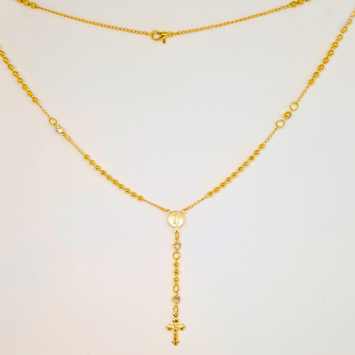 Gold Veneer Rosary Necklace