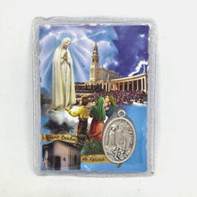Load image into Gallery viewer, Laminated Fatima Prayer Card with Apparitions Medal

