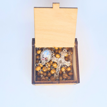 Load image into Gallery viewer, Olive Wood Rosary in Fatima Apparitions Wooden Keepsake Box
