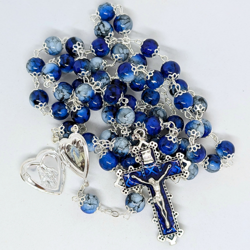 Our Lady Heart Blue Rosary