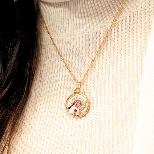 Our Lady of Fatima Necklace - Zirconia