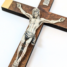 Load image into Gallery viewer, Replica of Sister Lucia&#39;s Crucifix – Wooden Cross with Silver Corpus

