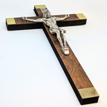 Load image into Gallery viewer, Replica of Sister Lucia&#39;s Crucifix – Wooden Cross with Silver Corpus
