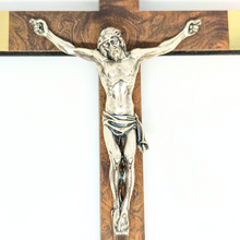 Load image into Gallery viewer, Replica of Sister Lucia&#39;s Crucifix – Wooden Cross with Silver Corpus

