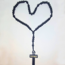 Load image into Gallery viewer, Traditional Black Wood Bead Rosary on Cord
