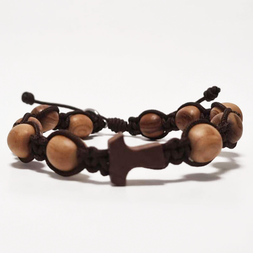 Olive Wood Dozen Cross Bracelet