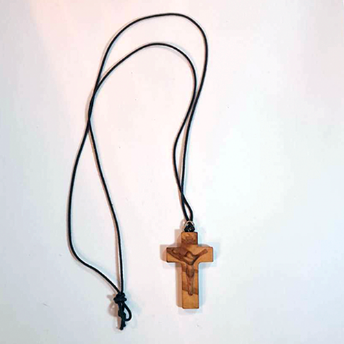 Wood Cross Necklace with Jesus image