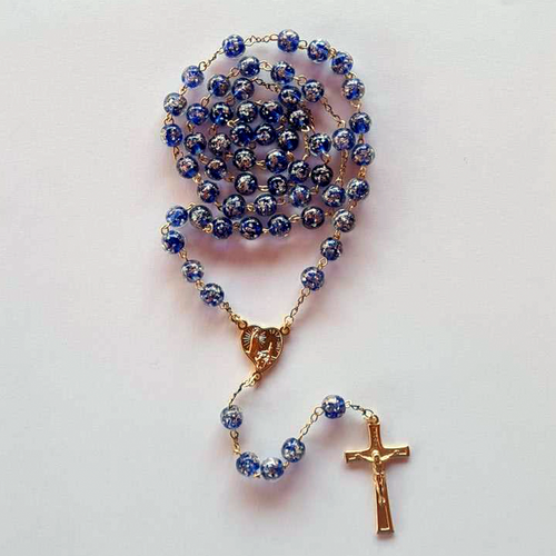 Centennial Blue & Gold Murano Rosary